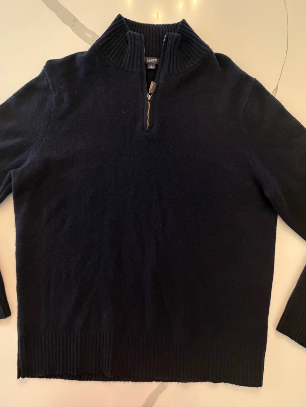 J. Crew Men’s Navy Half-Zip 100% Lamb's Wool Sweater